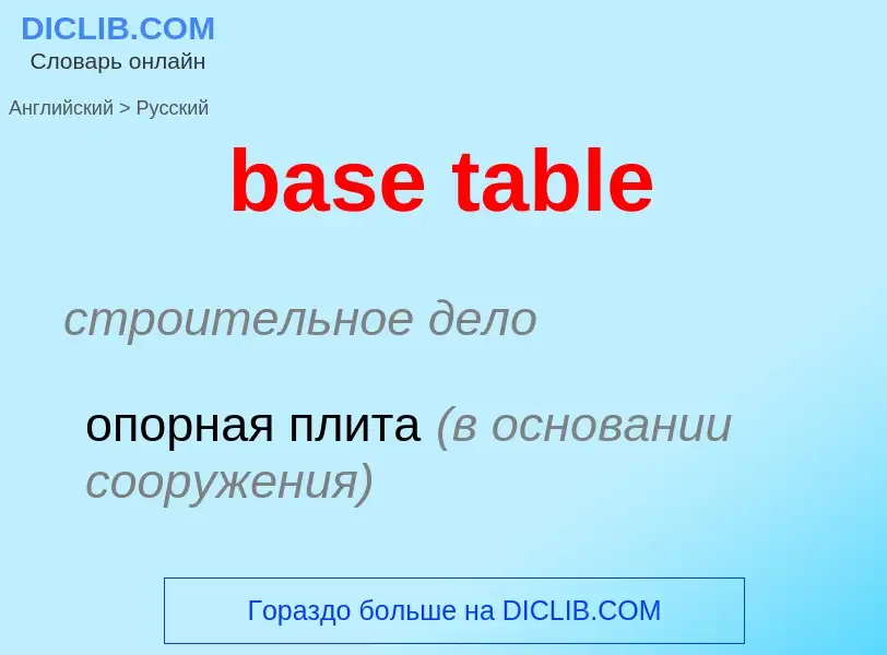 Как переводится base table на Русский язык