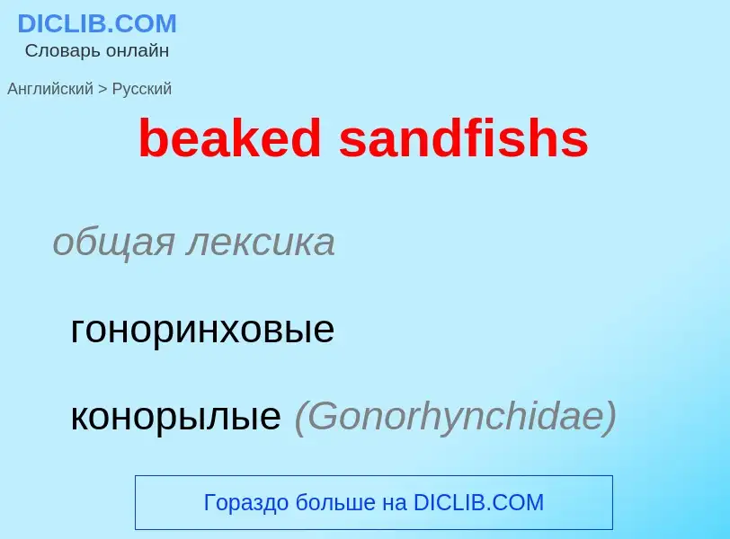 ¿Cómo se dice beaked sandfishs en Ruso? Traducción de &#39beaked sandfishs&#39 al Ruso