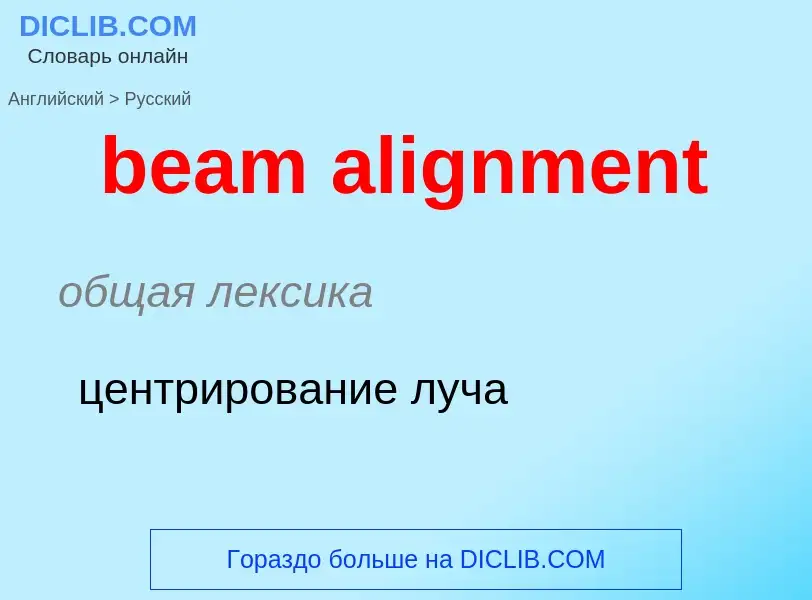 Как переводится beam alignment на Русский язык