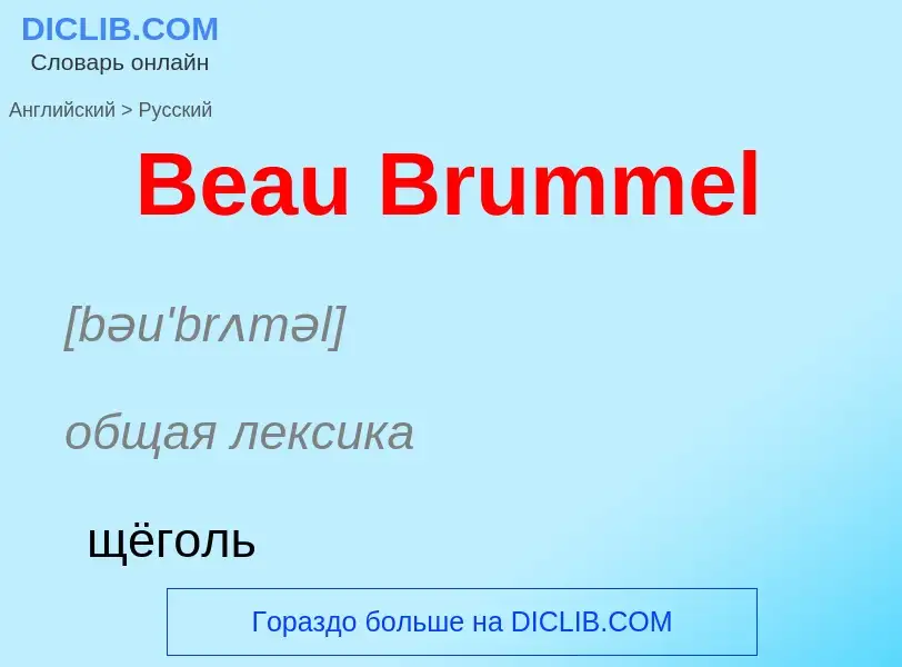 Как переводится Beau Brummel на Русский язык