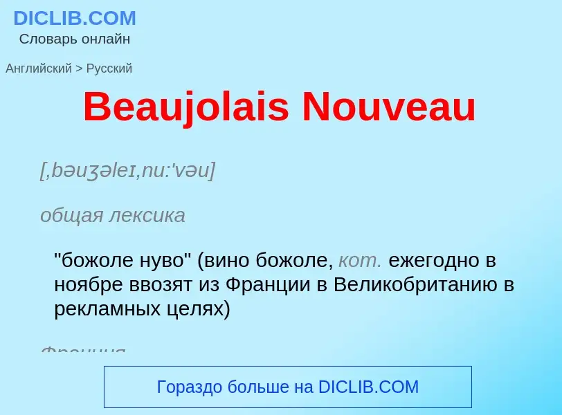 Как переводится Beaujolais Nouveau на Русский язык