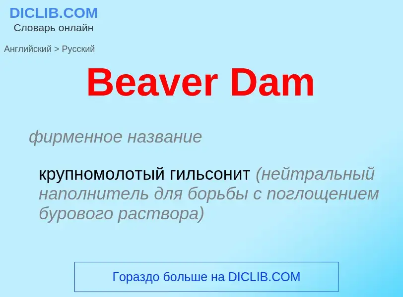 Как переводится Beaver Dam на Русский язык