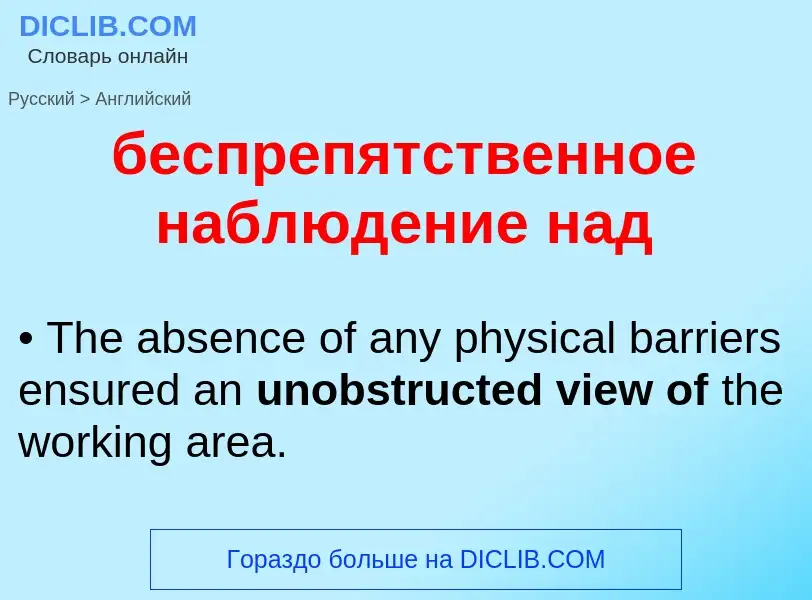 What is the إنجليزي for беспрепятственное наблюдение над? Translation of &#39беспрепятственное наблю