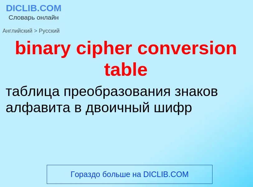 Как переводится binary cipher conversion table на Русский язык