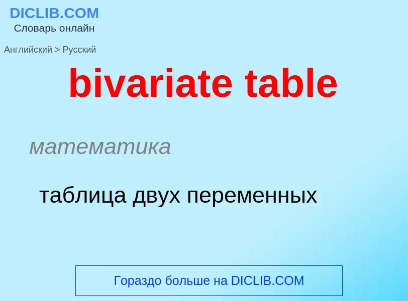 Как переводится bivariate table на Русский язык