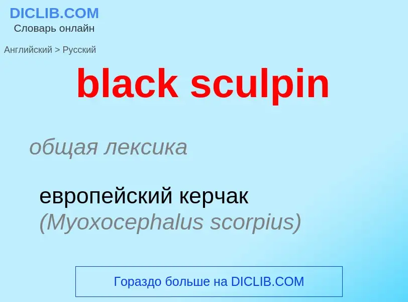 ¿Cómo se dice black sculpin en Ruso? Traducción de &#39black sculpin&#39 al Ruso