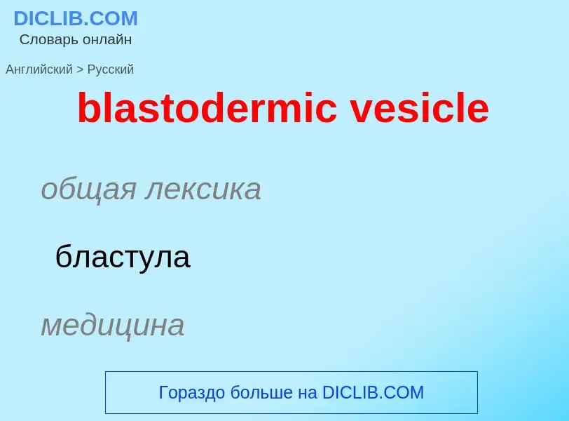 ¿Cómo se dice blastodermic vesicle en Ruso? Traducción de &#39blastodermic vesicle&#39 al Ruso