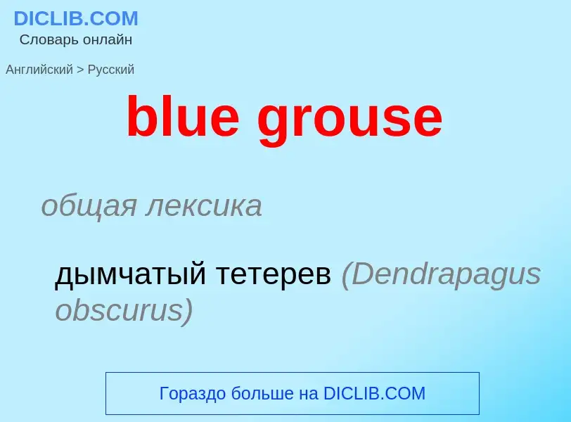 ¿Cómo se dice blue grouse en Ruso? Traducción de &#39blue grouse&#39 al Ruso