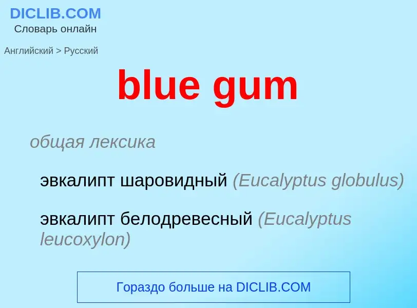 Como se diz blue gum em Russo? Tradução de &#39blue gum&#39 em Russo