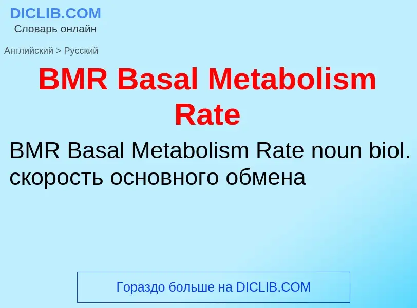 Как переводится BMR Basal Metabolism Rate на Русский язык