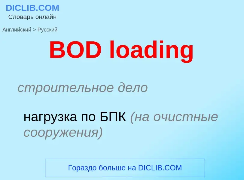 Как переводится BOD loading на Русский язык