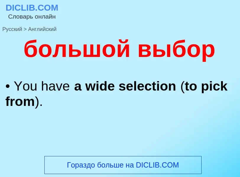 Как переводится большой выбор на Английский язык