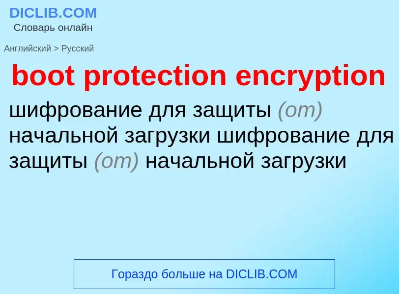 Как переводится boot protection encryption на Русский язык