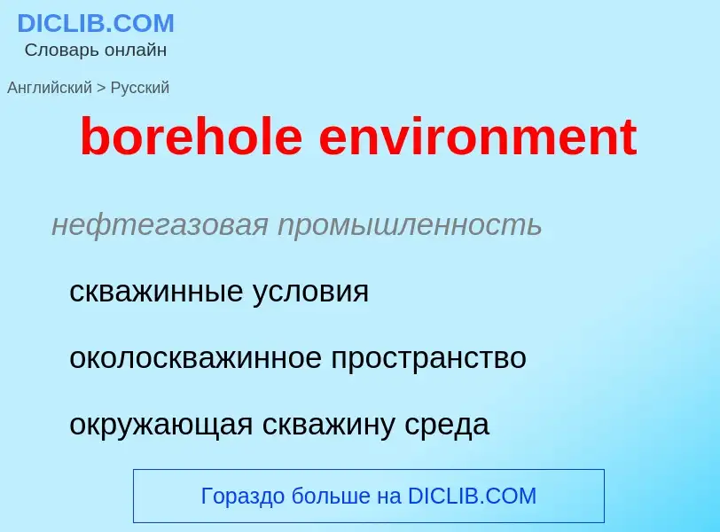 Как переводится borehole environment на Русский язык