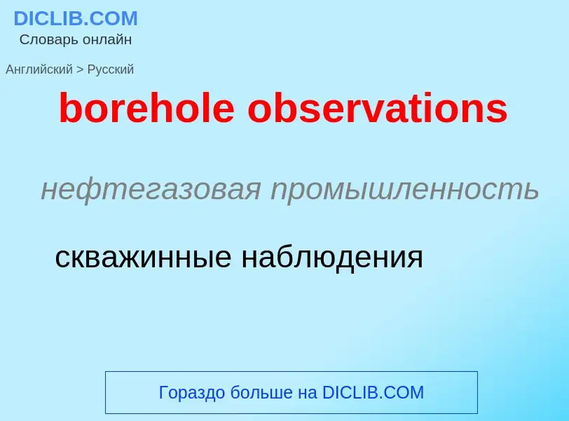 Como se diz borehole observations em Russo? Tradução de &#39borehole observations&#39 em Russo