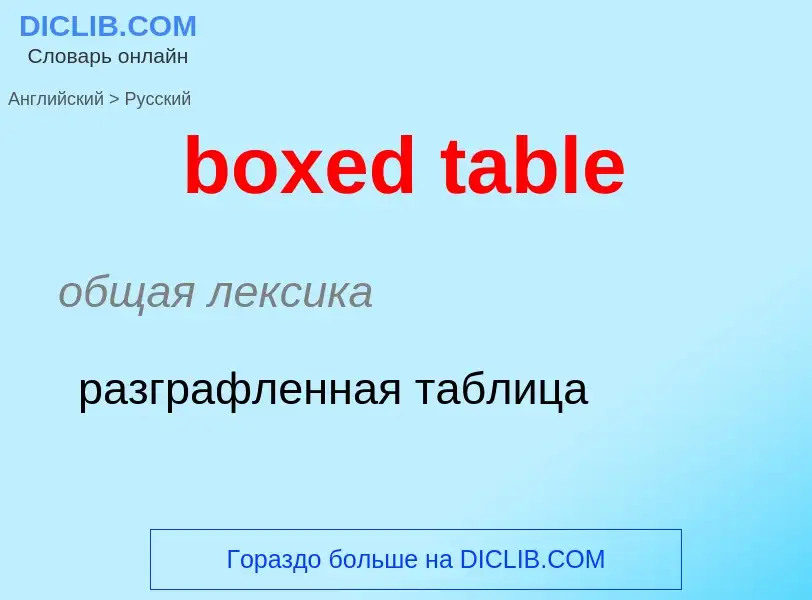 Как переводится boxed table на Русский язык