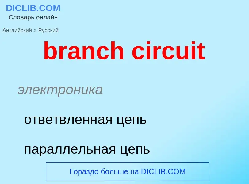 Как переводится branch circuit на Русский язык