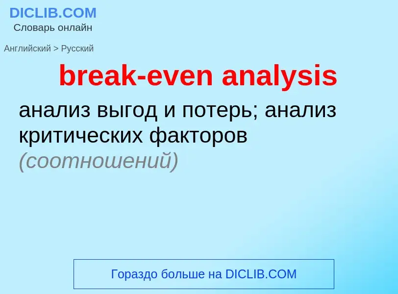 Как переводится break-even analysis на Русский язык