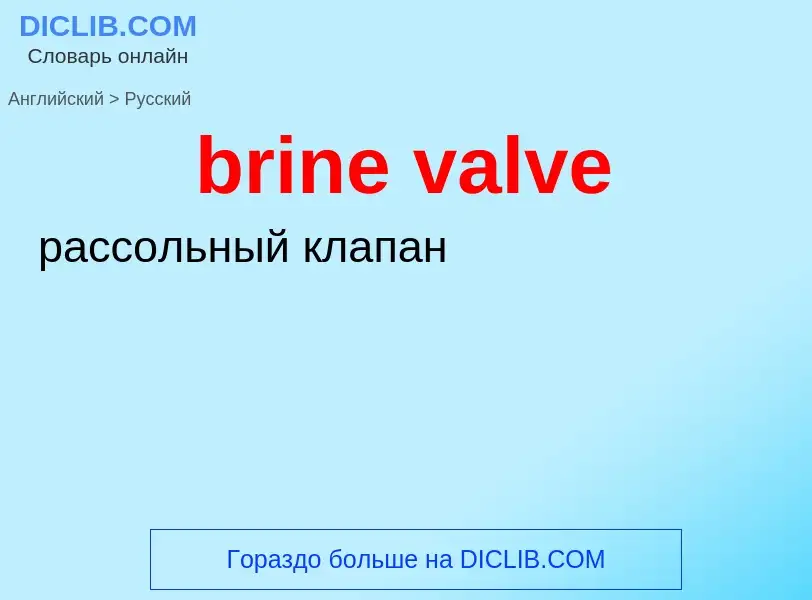 Как переводится brine valve на Русский язык