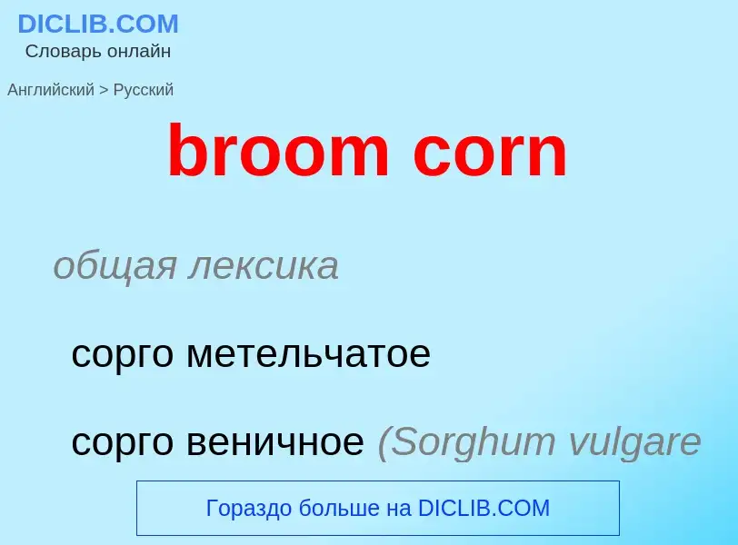 Как переводится broom corn на Русский язык