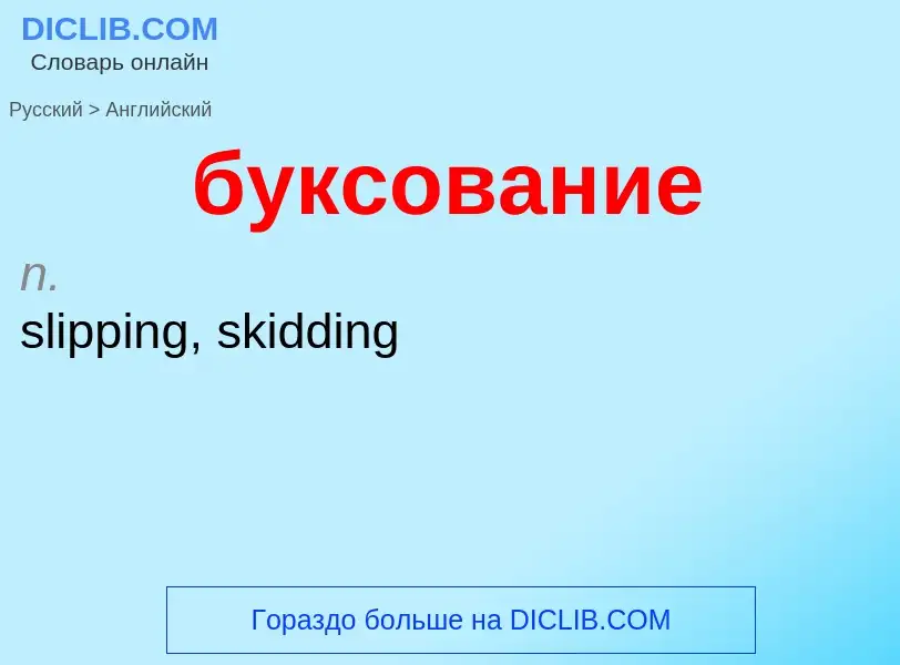 Como se diz буксование em Inglês? Tradução de &#39буксование&#39 em Inglês