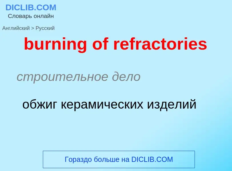 Как переводится burning of refractories на Русский язык