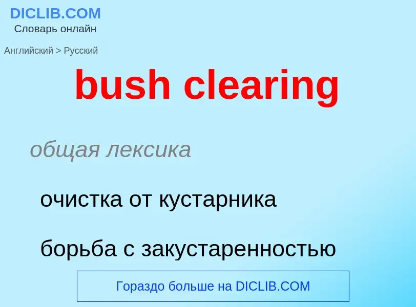 Как переводится bush clearing на Русский язык