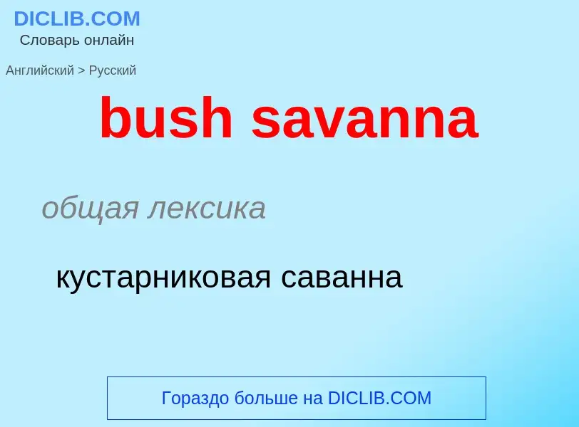 Как переводится bush savanna на Русский язык