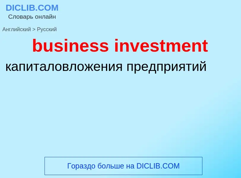 Как переводится business investment на Русский язык