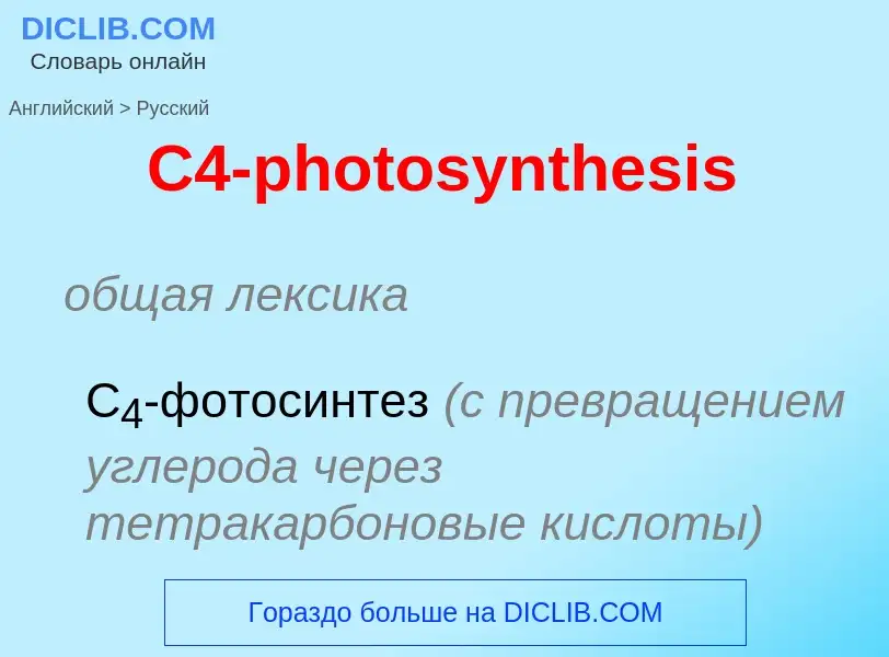 Как переводится C4-photosynthesis на Русский язык