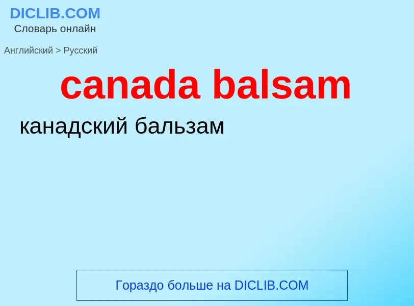 Como se diz canada balsam em Russo? Tradução de &#39canada balsam&#39 em Russo