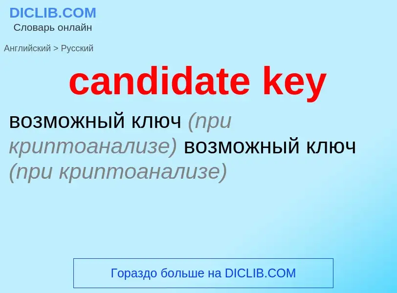 Как переводится candidate key на Русский язык