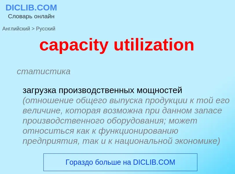 Как переводится capacity utilization на Русский язык