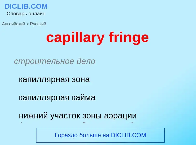 Как переводится capillary fringe на Русский язык