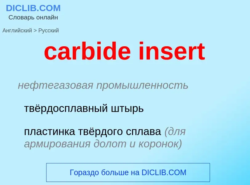 Как переводится carbide insert на Русский язык