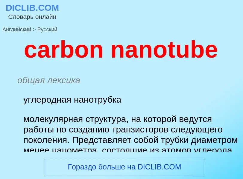 Como se diz carbon nanotube em Russo? Tradução de &#39carbon nanotube&#39 em Russo