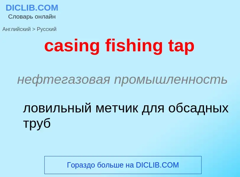 Como se diz casing fishing tap em Russo? Tradução de &#39casing fishing tap&#39 em Russo