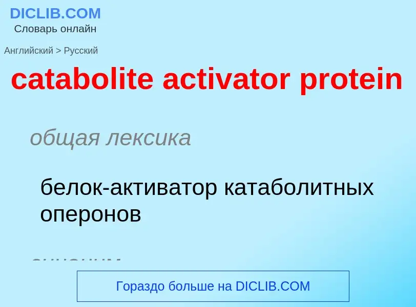 ¿Cómo se dice catabolite activator protein en Ruso? Traducción de &#39catabolite activator protein&#