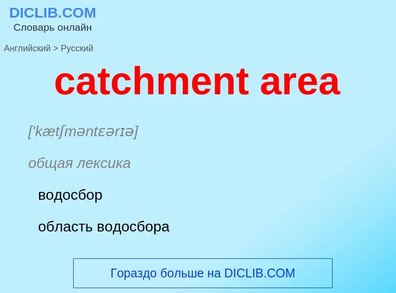 Как переводится catchment area на Русский язык