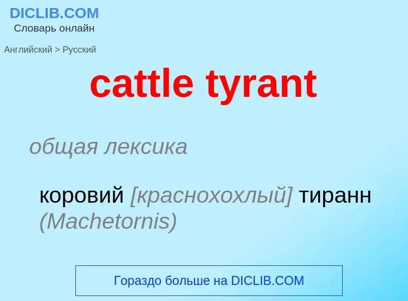 Como se diz cattle tyrant em Russo? Tradução de &#39cattle tyrant&#39 em Russo