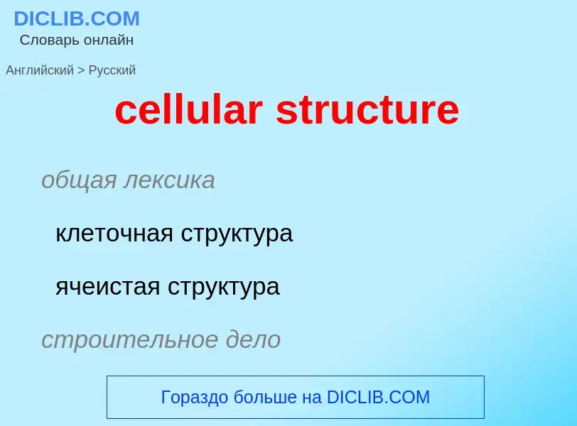 Como se diz cellular structure em Russo? Tradução de &#39cellular structure&#39 em Russo