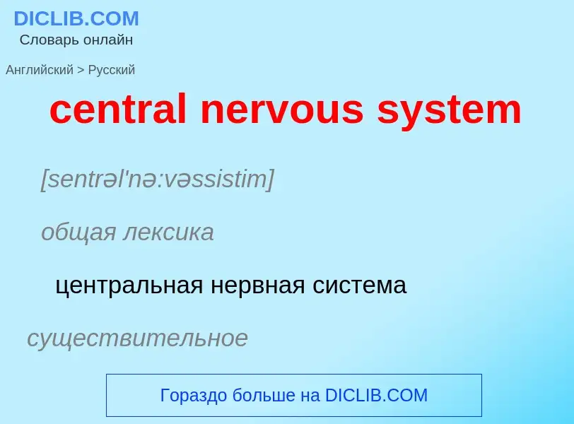 Como se diz central nervous system em Russo? Tradução de &#39central nervous system&#39 em Russo