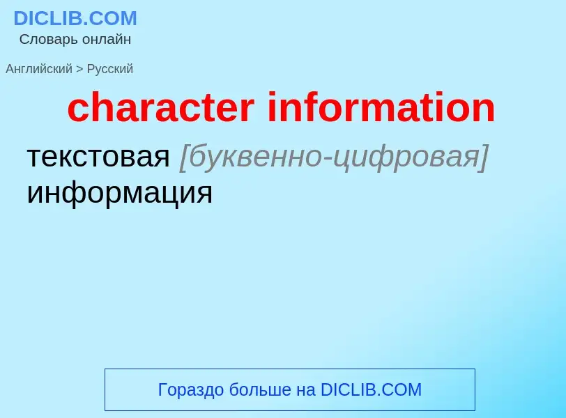 Как переводится character information на Русский язык