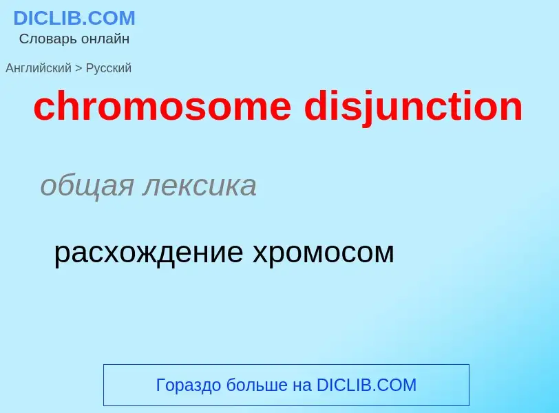 Как переводится chromosome disjunction на Русский язык