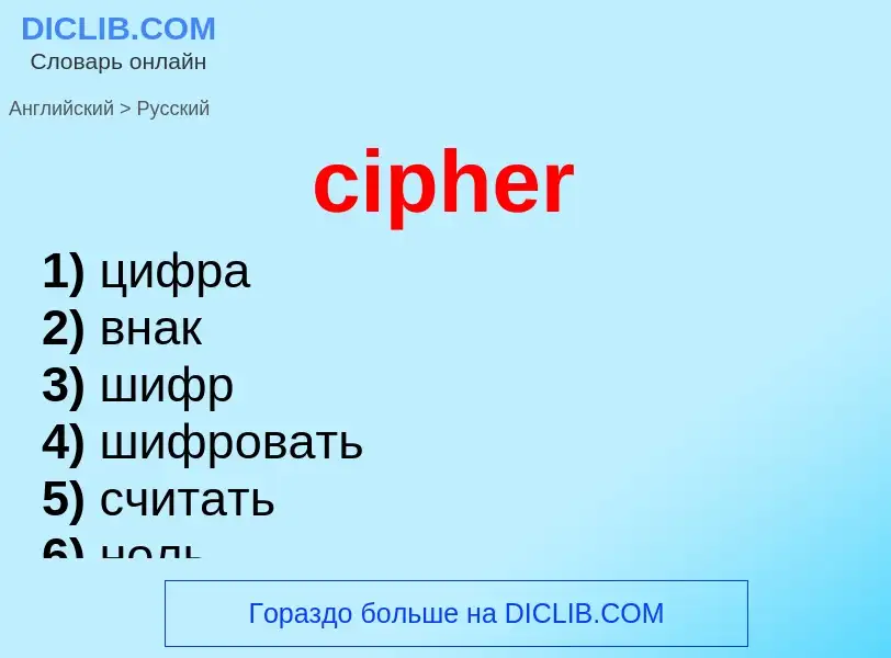 What is the Russian for cipher? Translation of &#39cipher&#39 to Russian