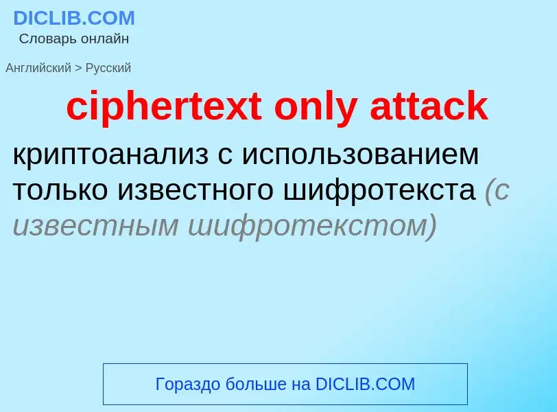 Как переводится ciphertext only attack на Русский язык