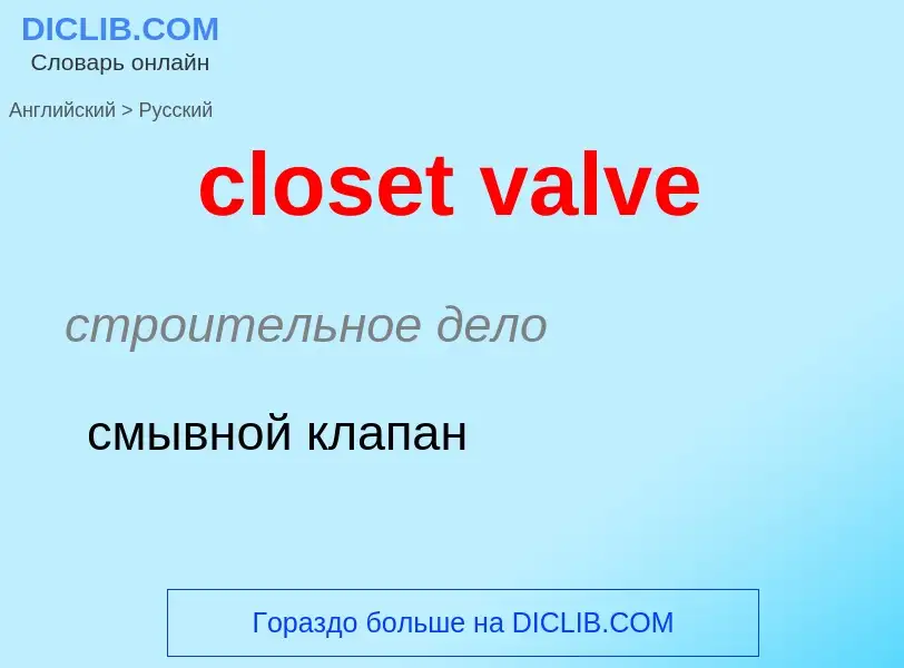 Как переводится closet valve на Русский язык