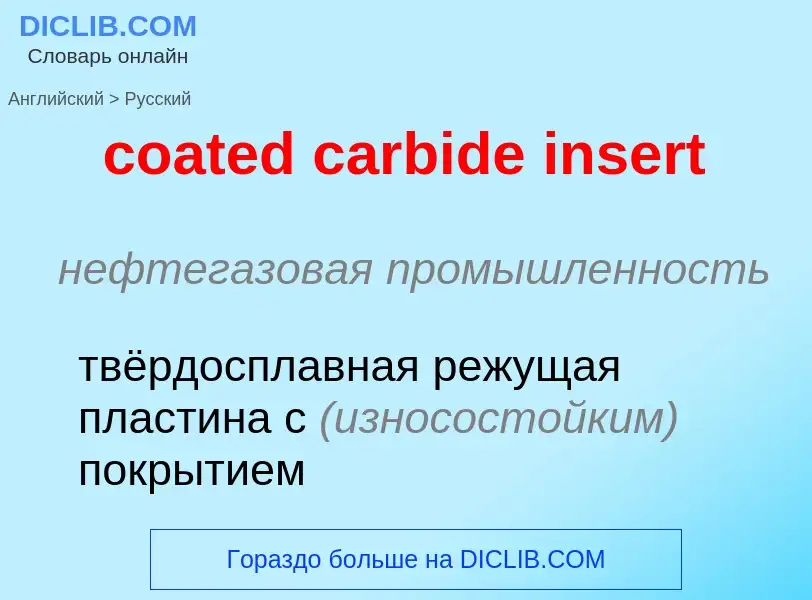 Как переводится coated carbide insert на Русский язык