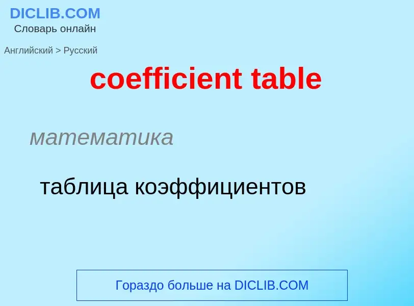 Как переводится coefficient table на Русский язык