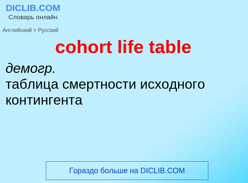 Как переводится cohort life table на Русский язык